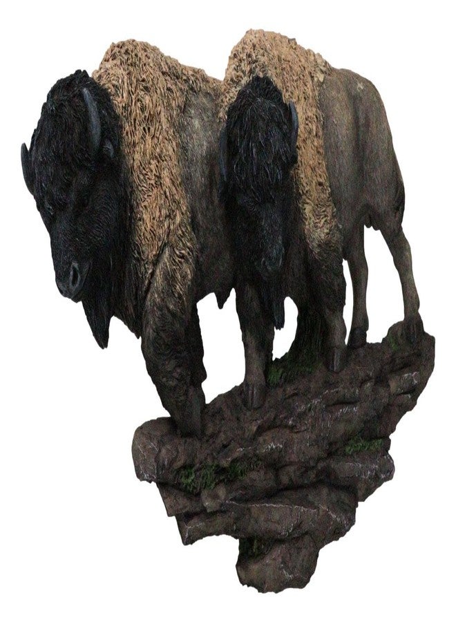 إيبروس جيفت تمثال جداري مزخرف من الراتنج، يمثل قطيعًا من الجاموس البني الأمريكي الأصلي في المرعى، بطول 14.25 بوصة، رمزًا للوفرة والقوة، قطعة ديكور منزلية مميزة. - Image 3