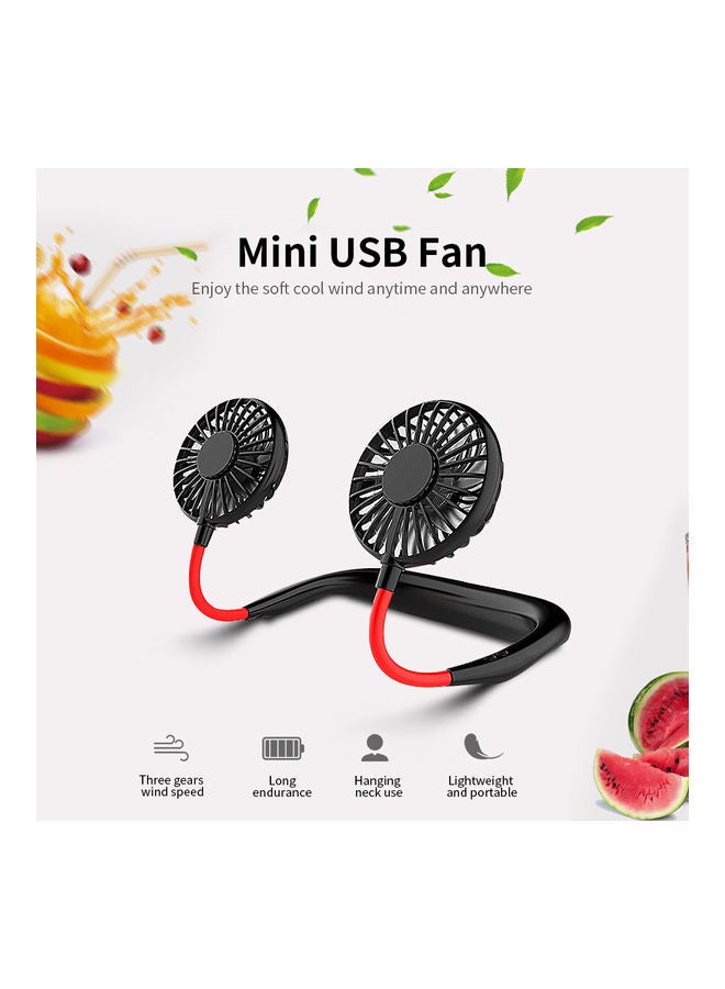Portable Hanging Neck Mini Portable USB Rechargeable Fan Blue - Image 2