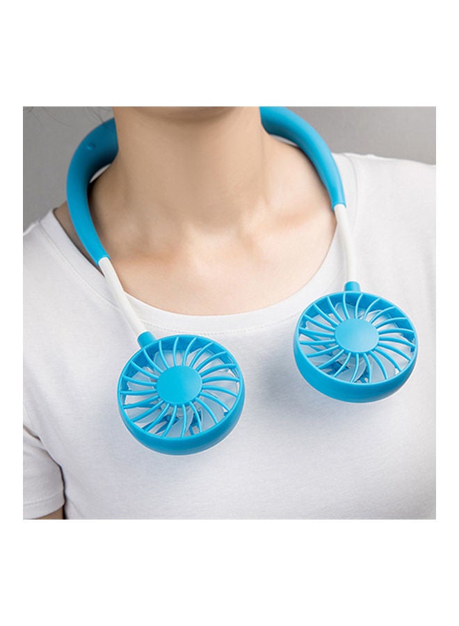Portable Hanging Neck Mini Portable USB Rechargeable Fan Blue - Image 4