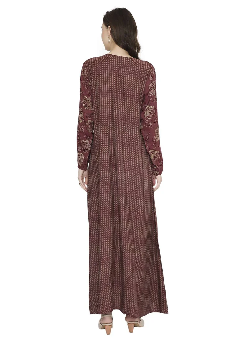 HANA & SARA STYLISH STONE WORK WITH FRONT NECK TIE LONG ELEGANT ARABIC KAFTAN JALABIYA DRESS