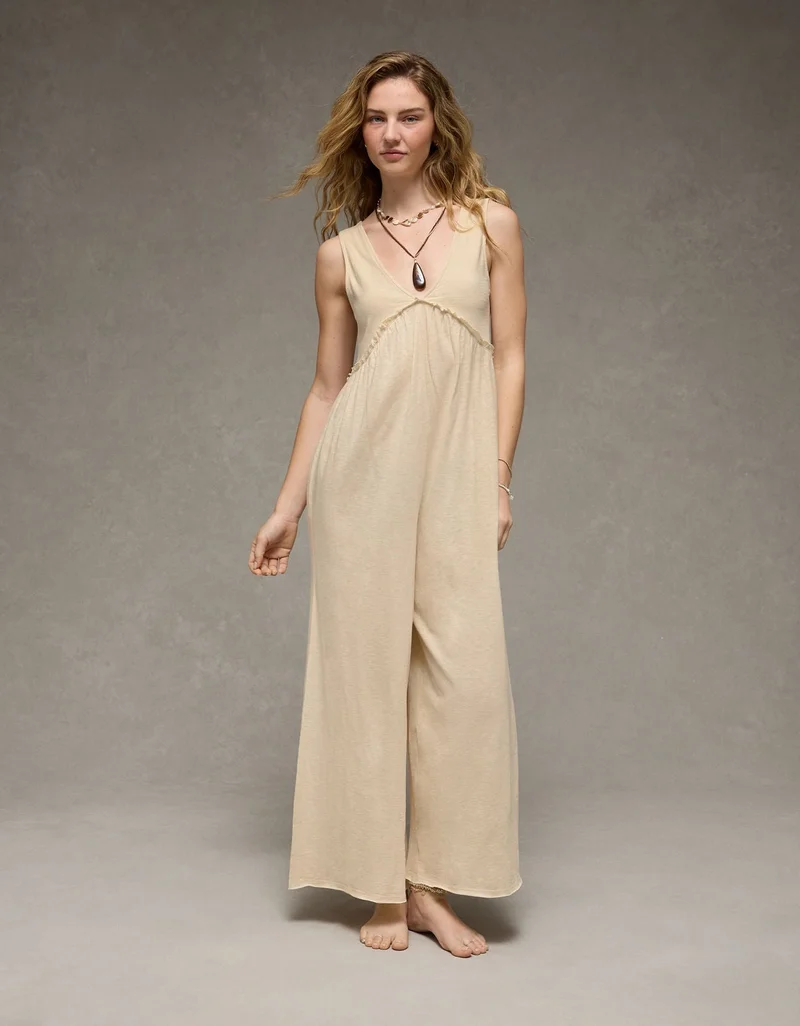 American Eagle  AE Sunchaser Knit V-Neck Jumpsuit for Women | Best Price UAE