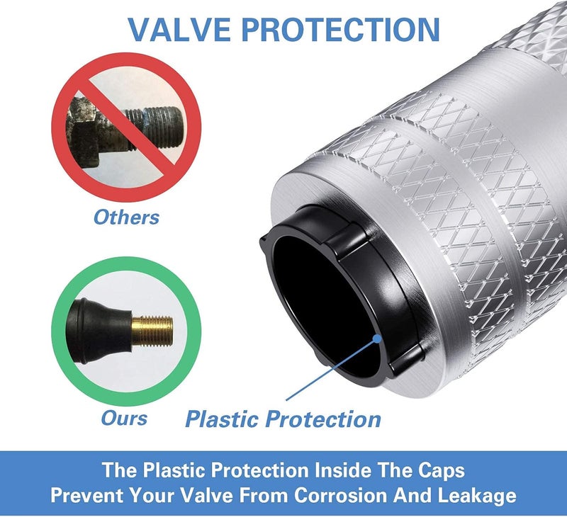 CKAuto 4 Pcs Aluminum Tire Valve Stem Caps with N2 Nitrogen Logo, Universal Stem Covers for Cars, SUVs, Bike and Bicycle, Trucks, Motorcycles | TPMS Safe | Corrosion Resistant | Dust Proof, Silver - Image 3