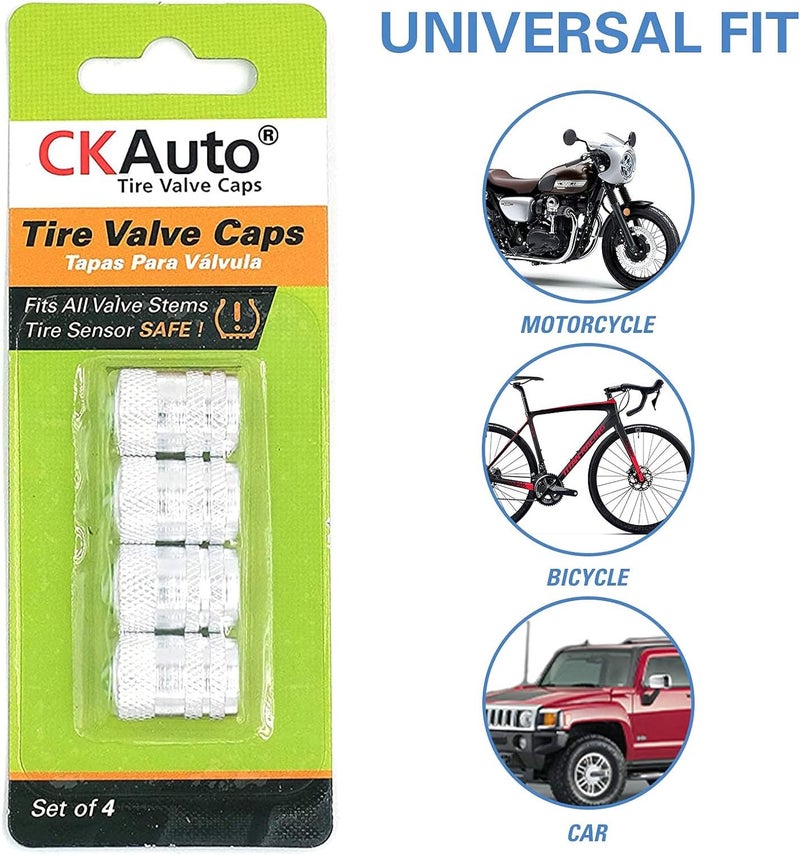 CKAuto 4 Pcs Aluminum Tire Valve Stem Caps with N2 Nitrogen Logo, Universal Stem Covers for Cars, SUVs, Bike and Bicycle, Trucks, Motorcycles | TPMS Safe | Corrosion Resistant | Dust Proof, Silver - Image 5