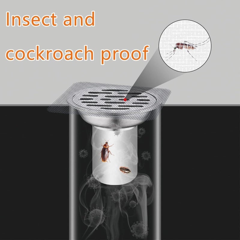 Golden bird Disposable Shower Drain Hair Catcher 4" X 4" Drain Hair Catcher Mesh Stickers Shower Drain Mesh Stickers for Bathroom Accessories, Kitchen, Sink, Bathtub (30, Grey) - Image 2