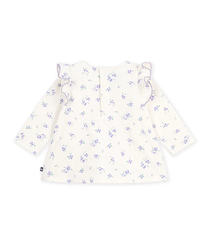 Petit Bateau Babies' Long-Sleeved Floral-Print Cotton Blouse