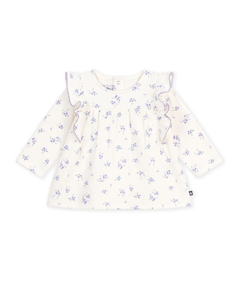 Petit Bateau Babies' Long-Sleeved Floral-Print Cotton Blouse