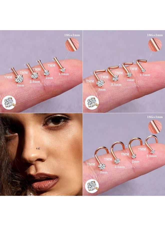 LOYALLOOK 18Pcs Nose Rings Studs - 316L Surgical Steel 14K Gold Plated Nose Studs Double Hoop Nose Ring for Women Men 18G/20G Nose Rings Stud Hypoallergenic Nose/Body Piercing Jewelry 1.5mm 2mm 2.5mm - Image 3