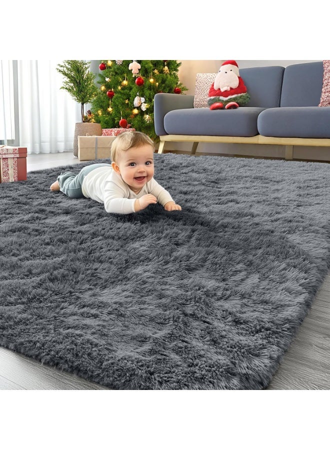 Fluffy Area Rug Machine Washable Soft Shaggy Carpet Non Slip Bedroom Rug for Living Room Kids Room Nursery Dorm Indoor Home Floor Decor - Image 1