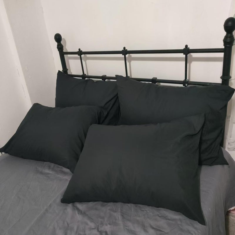 LEISUREWEEK Premium Queen Pillowcases 4 Pack - Black Standard - Ultra Soft 1800 Thread Count Microfiber- Double Brushed - Allergies Free - Wrinkle Resistant Pillowcase - Image 1