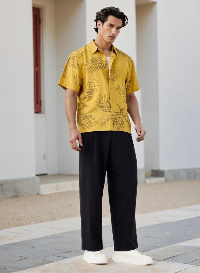 Iconic Iconic All-Over Leaf Print Shirt