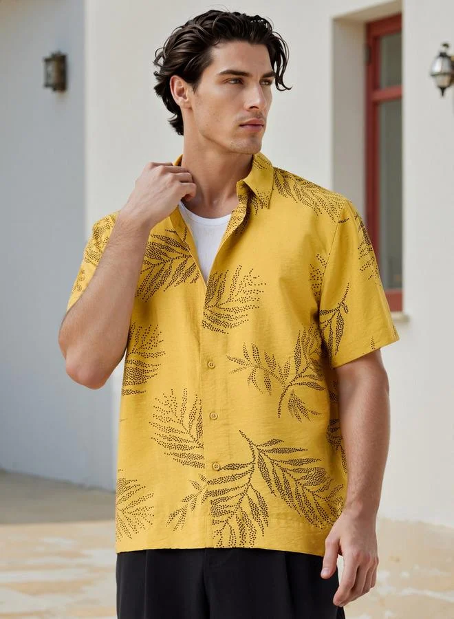 Iconic Iconic All-Over Leaf Print Shirt