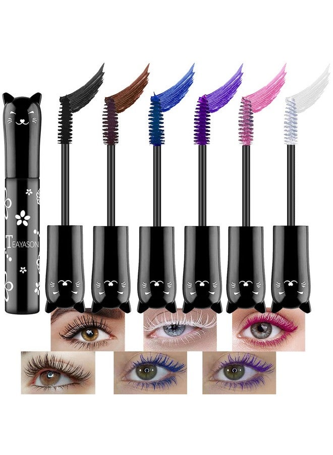 Alisesun 6 Pcs Colored Waterproof Mascara Set, Rainbow Color Fiber Mascara Long Lasting Thick Mascara Charming No Clumping Masacara Brown Mascara Natural Hypoallergenic Colored Makeup Cruelty Free - Image 2