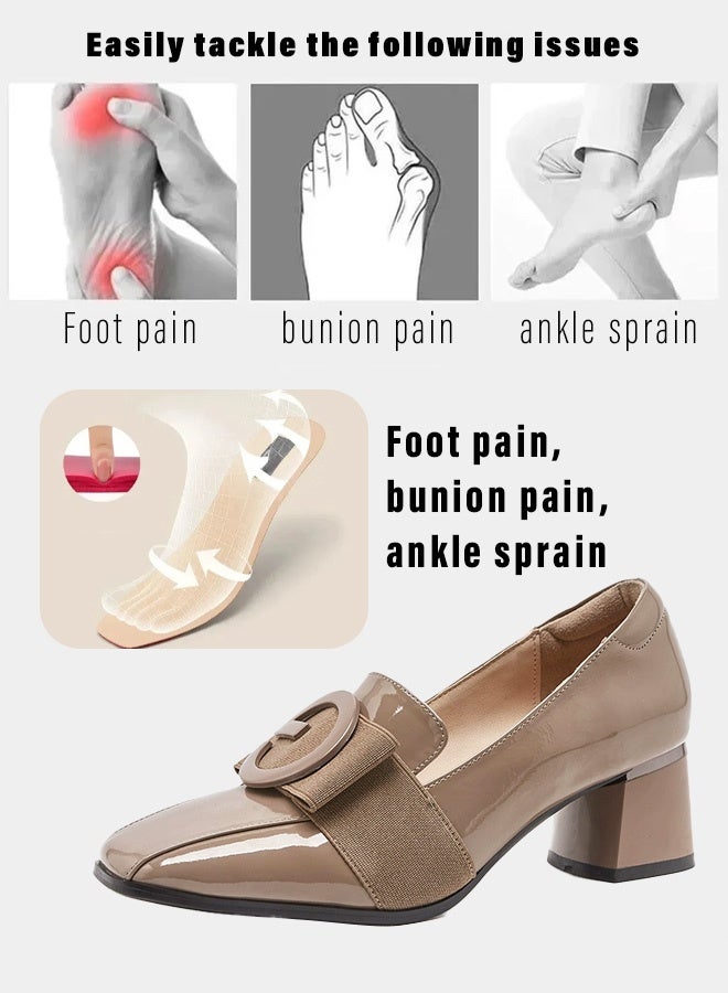 أحذية مضخات ماري جين ريترو نسائية بكعب عريض ٤ سم - جلد لماع (باتنت) ومقدمة مربعة للمكتب/العمل، المناسبات الخاصة واللوك الريترو - Image 2