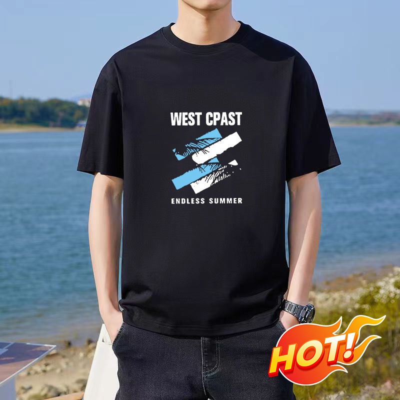 تي شيرت صيفي ضيق بأكمام قصيرة للرجال بتصميم متعدد الألوان اختياري عصري - Image 2