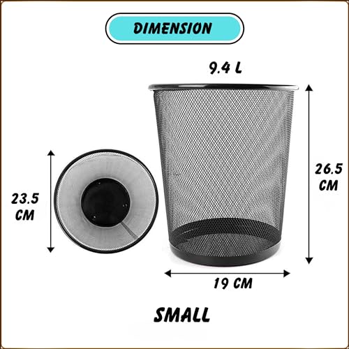 VeleSolv (Pack of 2 Metal Mesh Dustbin for Office use & Home/Multipurpose (Small, Black) - Image 2