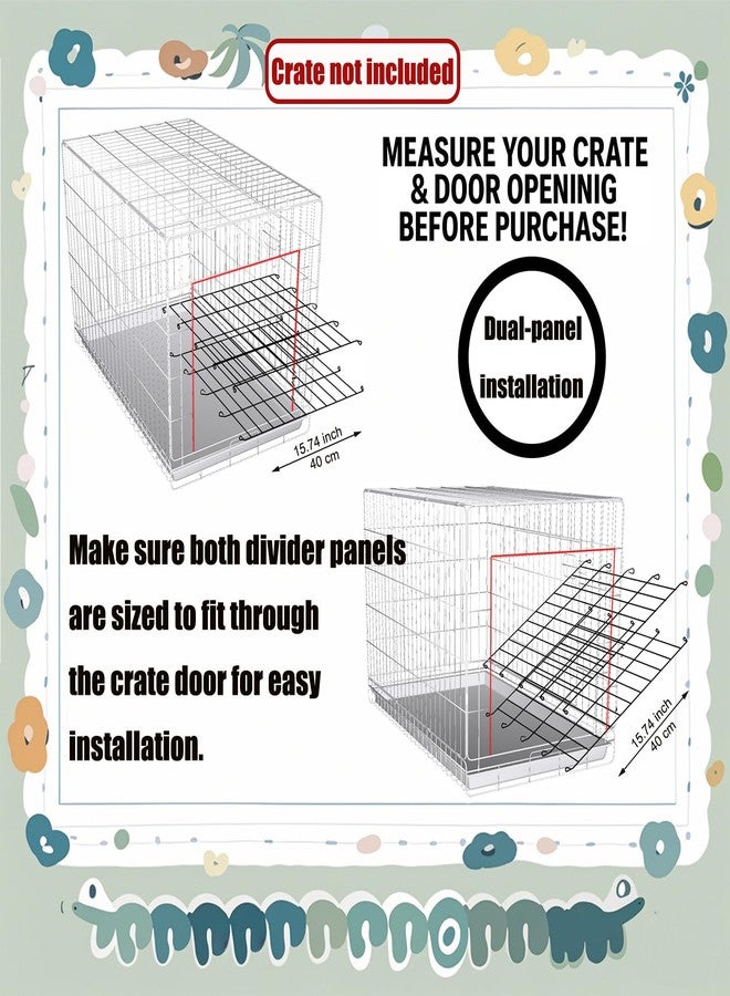 MENGSTER Dog Crate Divider Panel - 2 Pack Black Metal, Compatible with 32"-36"/42" & Other Crate Sizes, 20.47" H x Adjustable Width 15.74"-29.13"(Dog Crate NOT Included) - Image 3