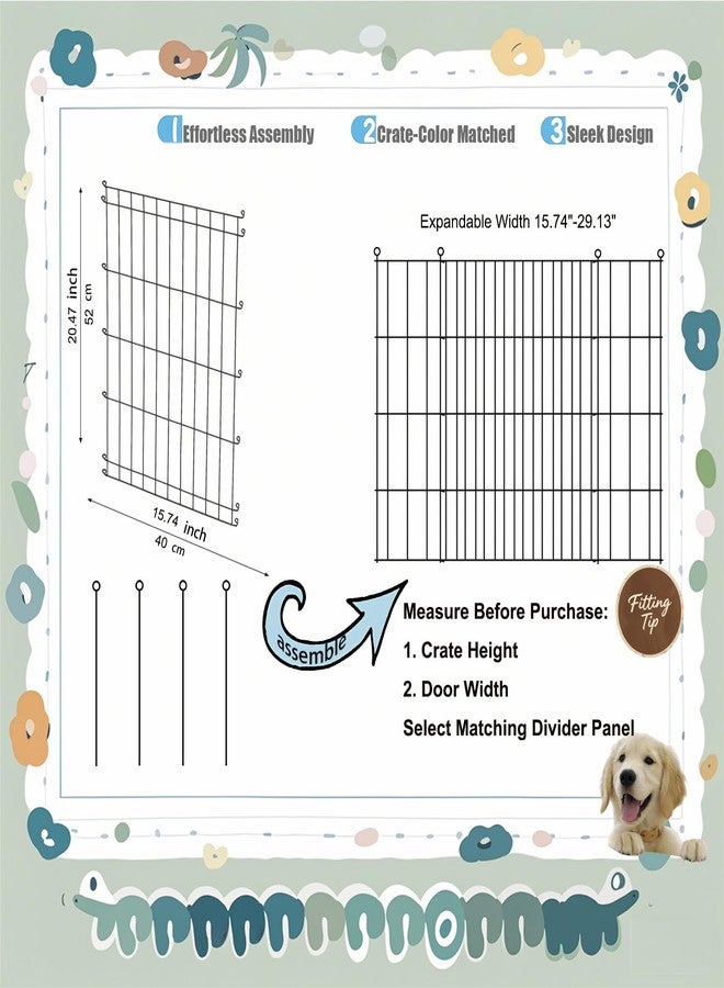 MENGSTER Dog Crate Divider Panel - 2 Pack Black Metal, Compatible with 32"-36"/42" & Other Crate Sizes, 20.47" H x Adjustable Width 15.74"-29.13"(Dog Crate NOT Included) - Image 2
