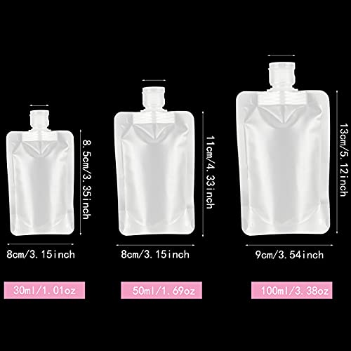RONRONS 15 Pieces Refillable Squeeze Pouch Bags for Toiletries, 100ml/3.4oz Plastic Flask TSA Approved Travel Size Containers, Leak Proof Empty Squeezable Lotion Tubes Bags Shampoo Bottles - Image 2