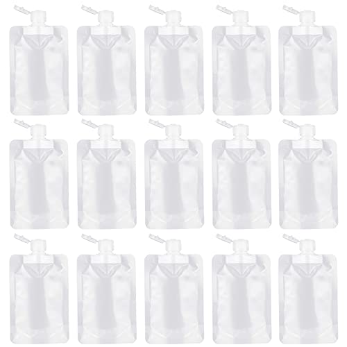 RONRONS 15 Pieces Refillable Squeeze Pouch Bags for Toiletries, 100ml/3.4oz Plastic Flask TSA Approved Travel Size Containers, Leak Proof Empty Squeezable Lotion Tubes Bags Shampoo Bottles - Image 1