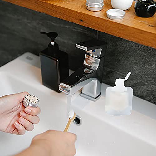 RONRONS 15 Pieces Refillable Squeeze Pouch Bags for Toiletries, 100ml/3.4oz Plastic Flask TSA Approved Travel Size Containers, Leak Proof Empty Squeezable Lotion Tubes Bags Shampoo Bottles - Image 5