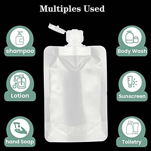 RONRONS 15 Pieces Refillable Squeeze Pouch Bags for Toiletries, 100ml/3.4oz Plastic Flask TSA Approved Travel Size Containers, Leak Proof Empty Squeezable Lotion Tubes Bags Shampoo Bottles - Image 4