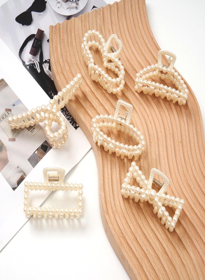 Olldag 6 PACK Large White Pearl Hair Claws, Strong Hold Non-Slip Jaw Barrettes for Thick Hair, Wedding Styling Gift Accessories for Women and Girls - Image 2