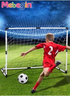 MEBEGIN 95*48*70cm Football Goal for Kids, Mini Training Practice Set with Inflator and 14cm Soccer Ball, Soccer Training Equipment , Multiplayer Sports Games, Soccer Sport Game, Easy to Assemble and Carry, Suitable for Playground, Backyard and Lawn  - Image 1