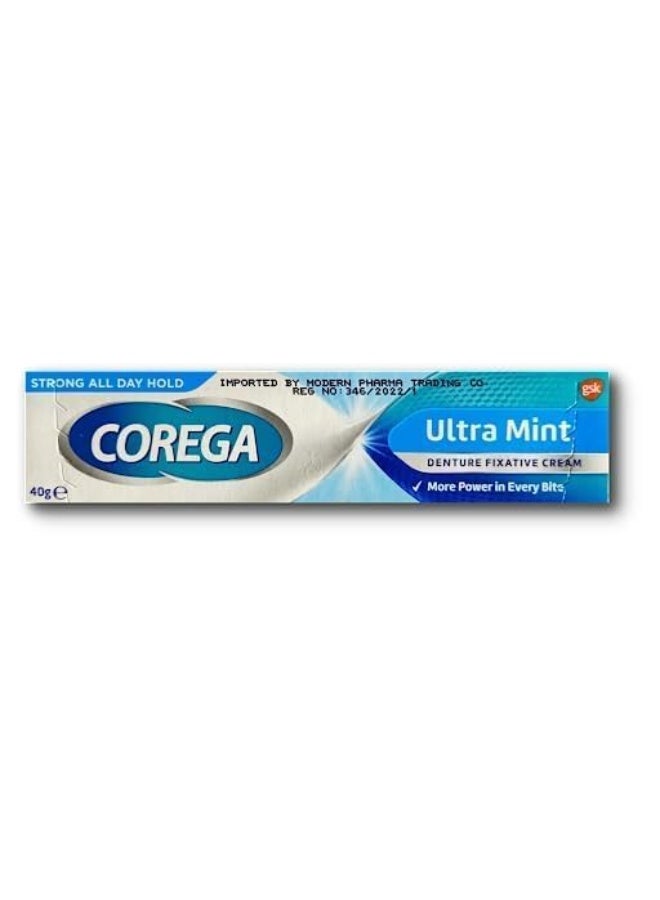 Corega Ultra Mint Denture Fixative Cream, 40g