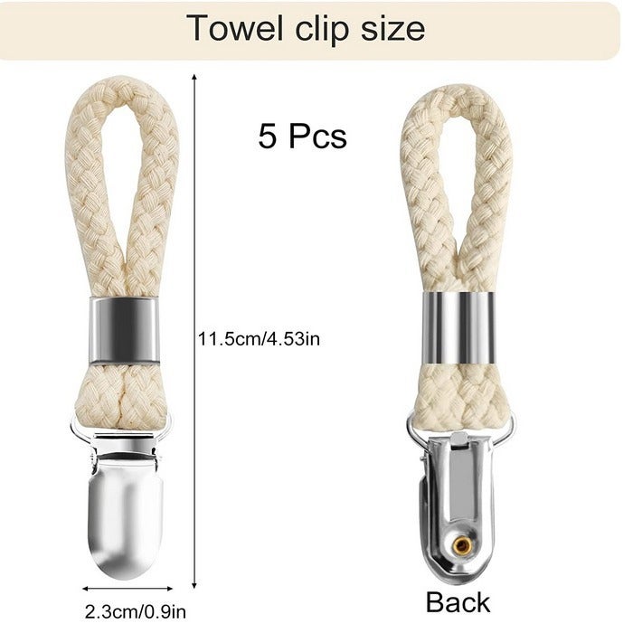 Towel clip cotton rope bath towel clip rust-proof metal bathroom clip / corn pattern milky white 11.5g - Image 3