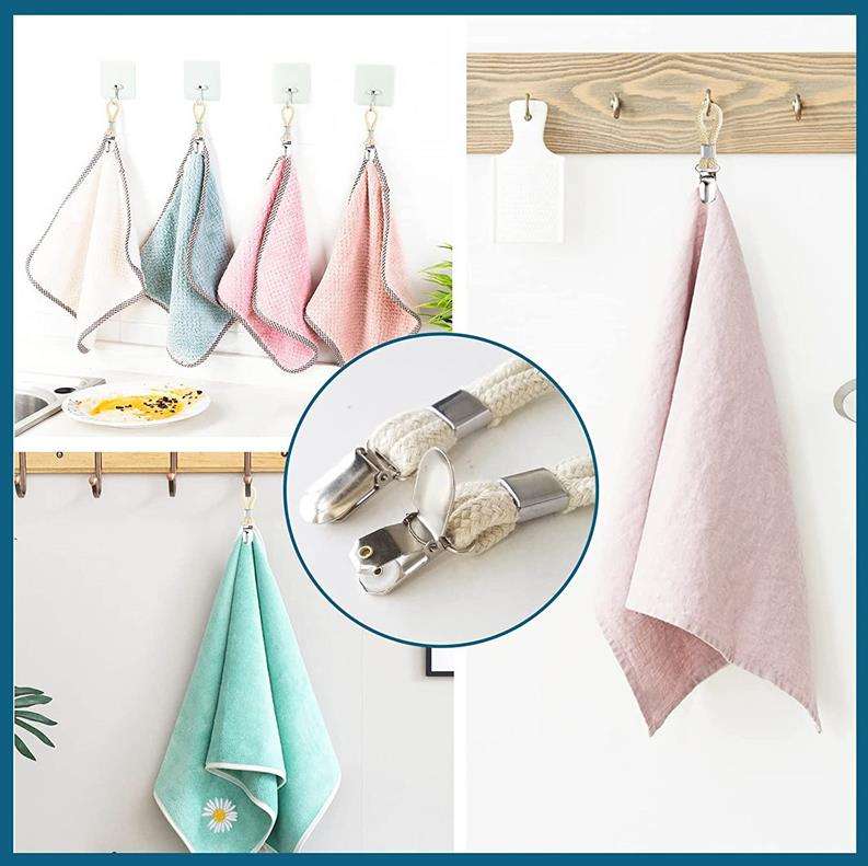 Towel clip cotton rope bath towel clip rust-proof metal bathroom clip / corn pattern milky white 11.5g - Image 2