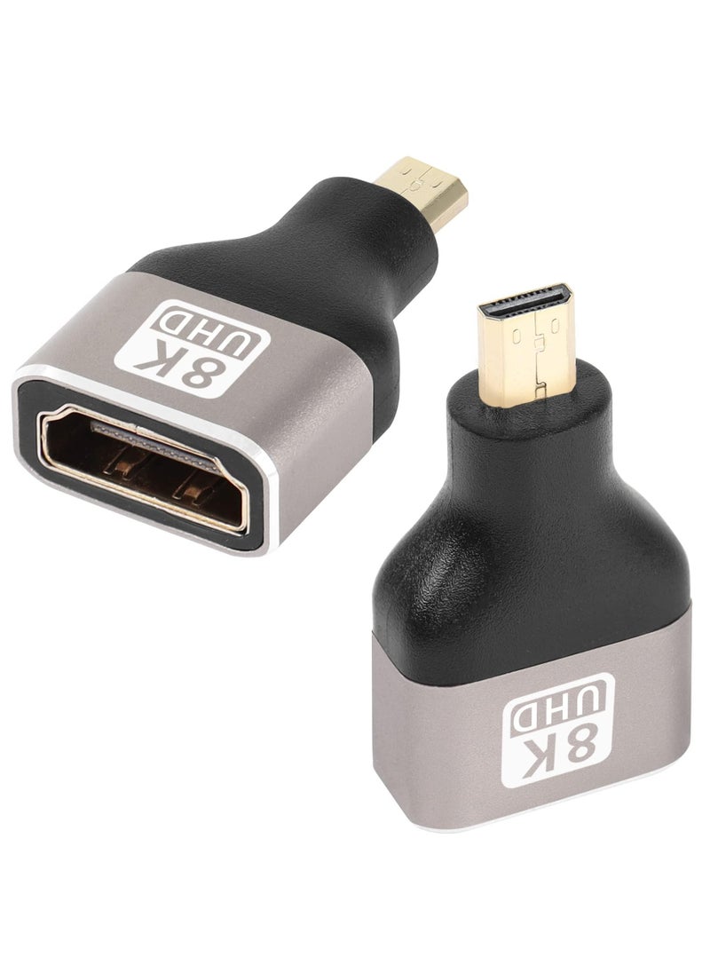 إيروريكس 2 حزمة من محول HDMI الصغير 8k إلى HDMI، Micro HDMI ذكر إلى HDMI A أنثى، محول Micro HDMI القياسي الإصدار 2.1، يدعم 8K@60 هرتز/4K@120 هرتز HDR ARC، متوافق مع الكاميرا، DSLR، الكمبيوتر اللوحي  - Image 1