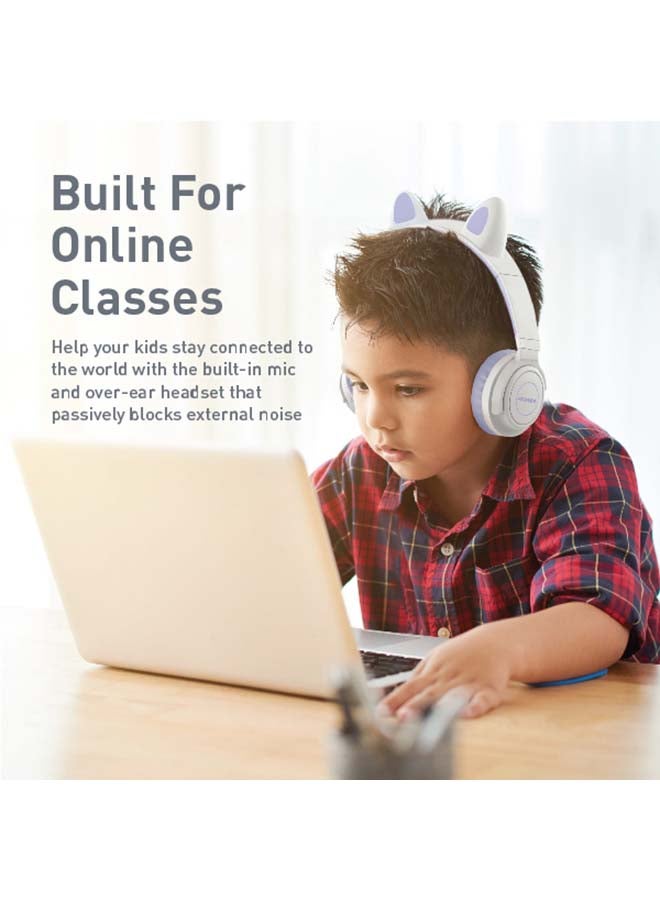 PROMATE Kids Wireless Bluetooth Headphones with LED Cat Ears, Safe Volume Limit, Mic, AUX, TF Card Slot, Panda Lillac - Image 3