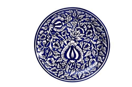 Caffeine Ceramic Handmade Stoneware Blue Mughal Quarter Plate 7”(Set of 1, Dishwasher & Microwave Safe) - Image 3