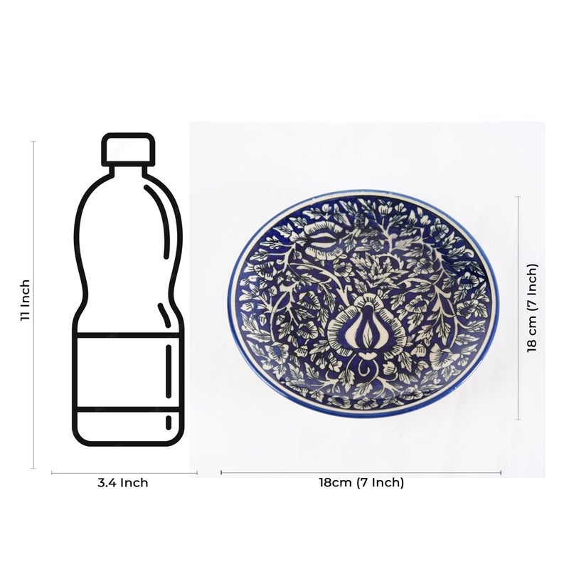 Caffeine Ceramic Handmade Stoneware Blue Mughal Quarter Plate 7”(Set of 1, Dishwasher & Microwave Safe) - Image 4