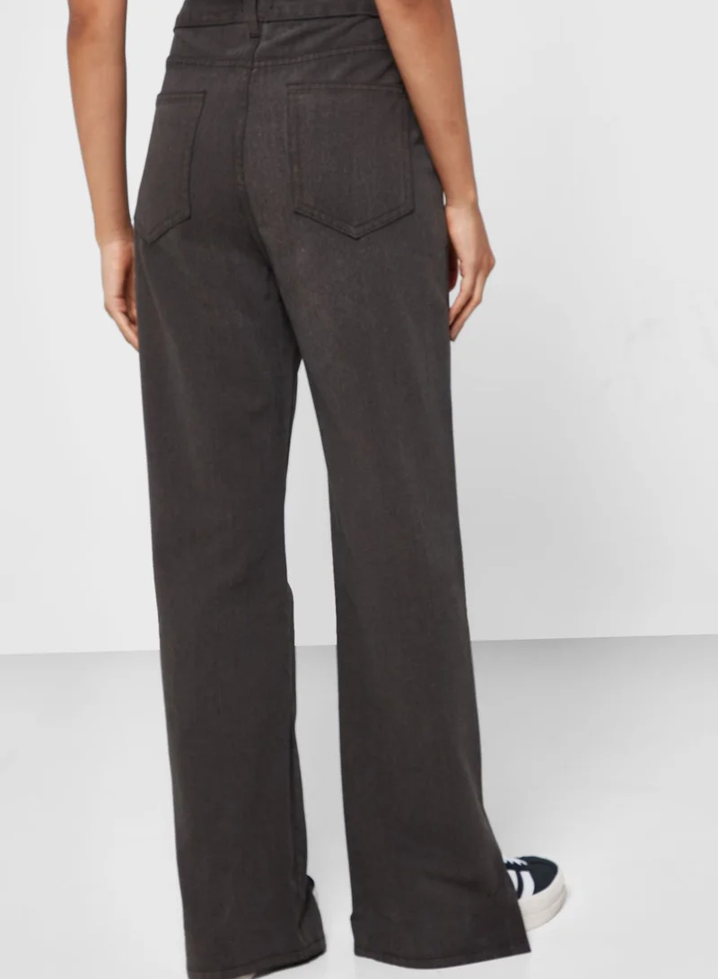 Ginger Wide Leg Jeans With Slit