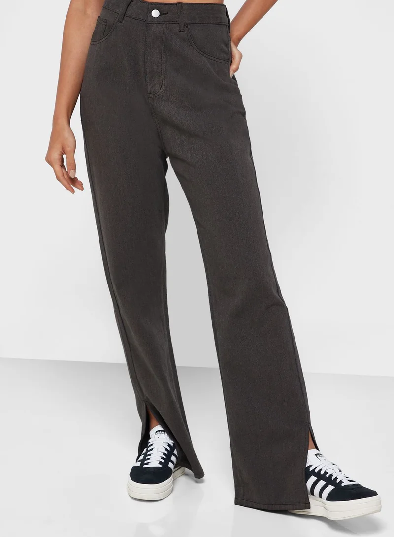 Ginger Wide Leg Jeans With Slit