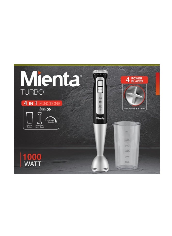 Mienta Stainless Steel Hand Blender/ Speeds/Turbo/600 ml Graduated Beaker/1000W new shape  HB111338A 