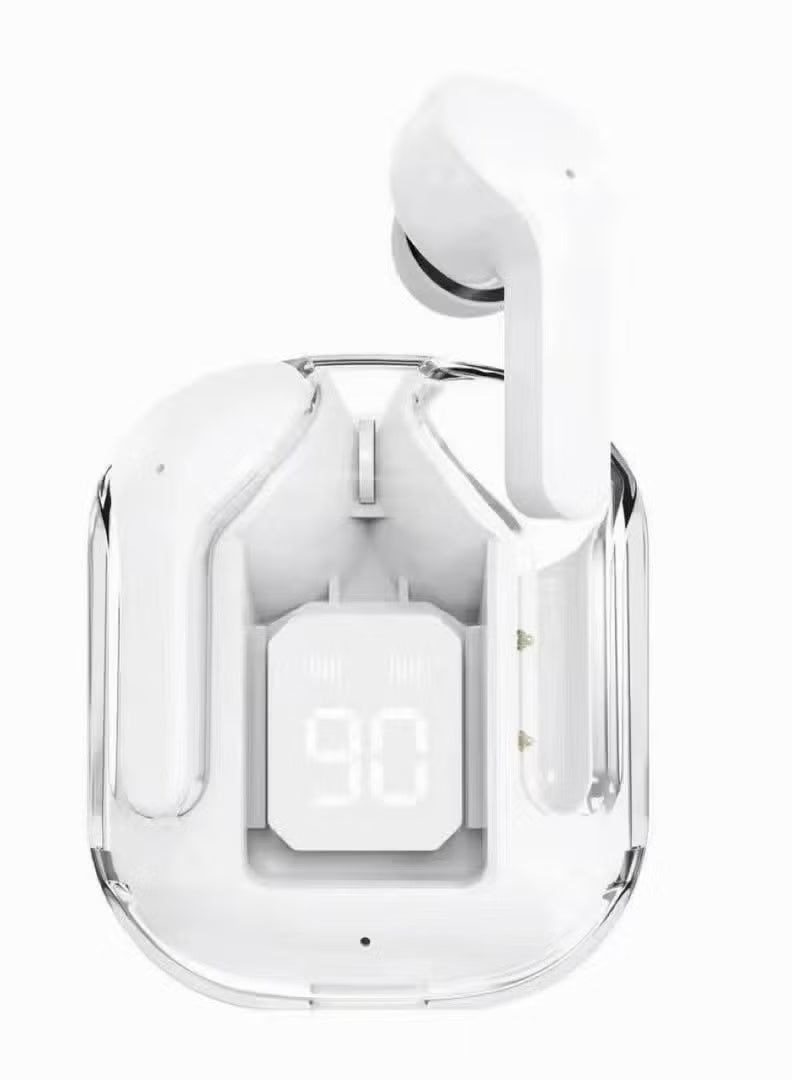 سماعات بلوتوث 5.3 لاسلكية مع شاشة عرض للطاقة، صوت ستيريو عميق وعزل ضوضاء وسماعات داخل الأذن مع ميكروفون – أبيض - Image 1