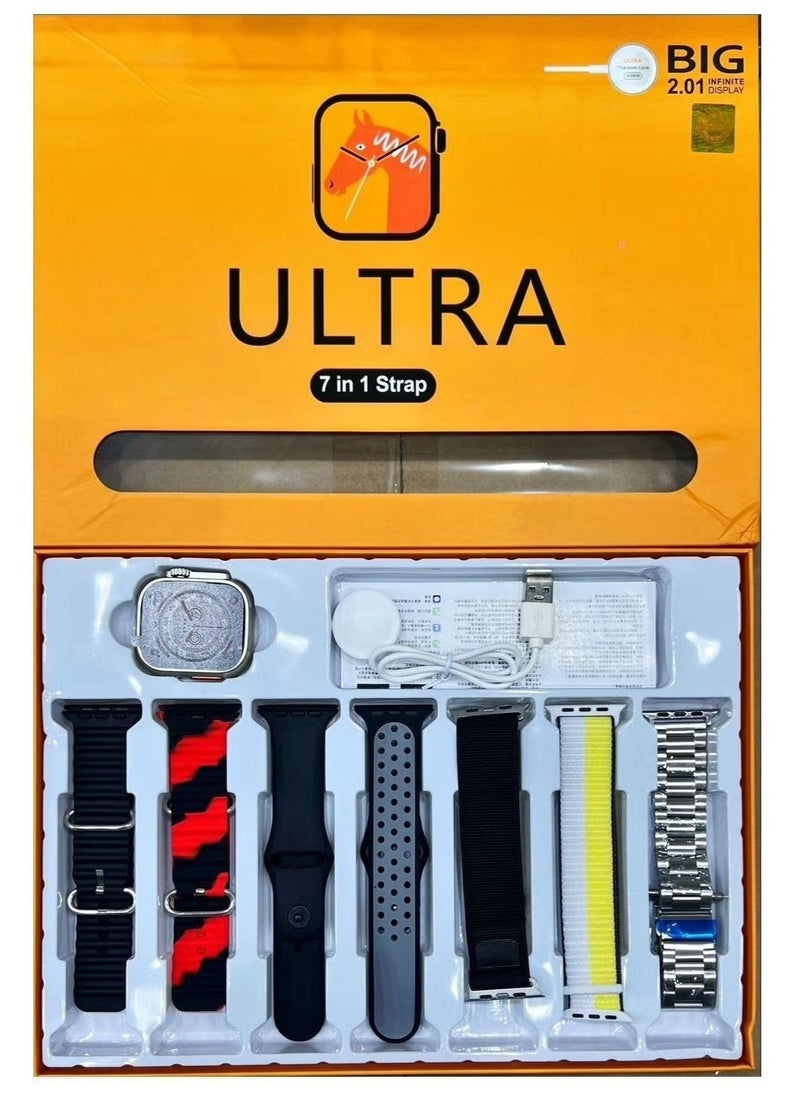 أتش دبليو - ساعة ذكية Ultra 7 in1 مع متعقب اللياقة البدنية الرياضية ساعة رياضية 8 بالإضافة إلى حزام بديل 49 مللي متر - Image 1
