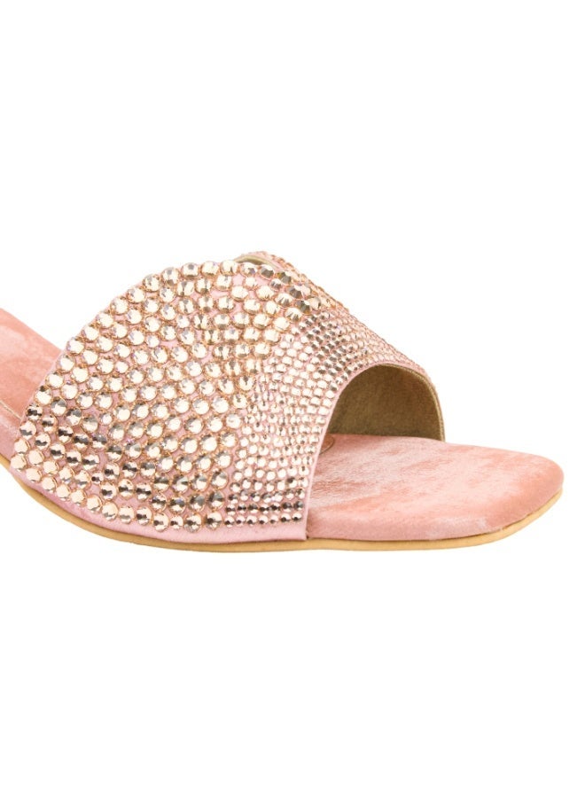Dollar's Fashion Amina Women Heels, Synthetic Leather Block Heel Sandals, Embellished Upper Slip On Design, Dressy Party Heels for Women, Occasion Footwear - Image 4