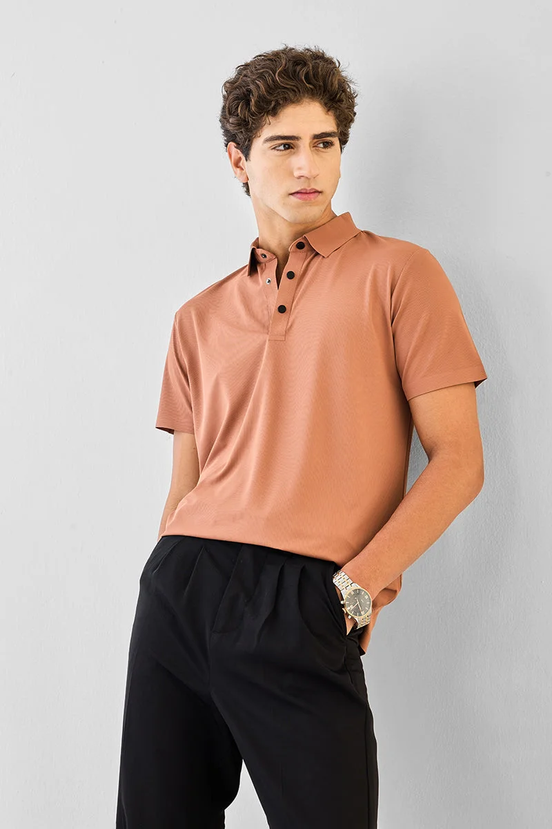 SNITCH Stitchless Snap Button Technical Polo T-Shirt