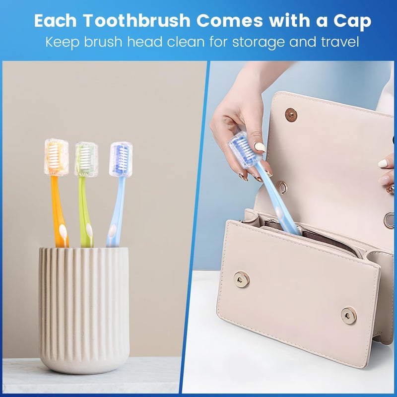 Frekare Medium Toothbrushes for Adults, Toothbrush Medium Bristles with Covers for Travel, Deep Plaque & Stain Removal, 6 Count - Image 3
