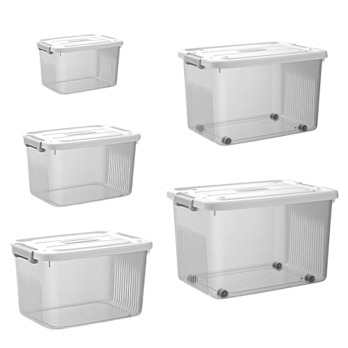 KREPS® Plastic Storage With Latching Lids Stackable Storage Containers For Organizing, Large Storage Box For Bedroom, Classroom, Kitchen, Garage, Office. (TRANSPARENT, COMBO) - Image 1