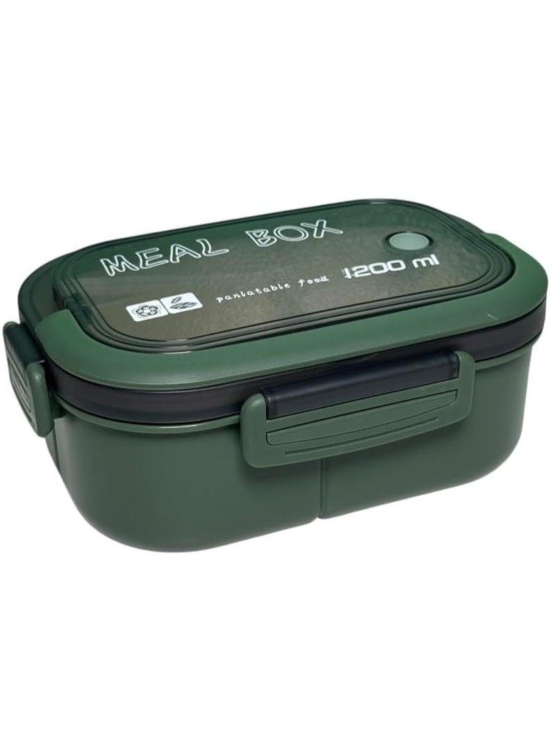 QSHOP Kids Lunch Box - 3 Organized Compartments + Built-in Cutlery (Fork & Spoon) with Built-in Case, Perfect for School, Club & Classes Lunch Box with Tight Lock  - Image 1