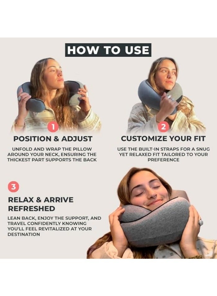 Neck Travel Pillow | Memory Foam Neck Pillow for Comfort on Airplane | Compact and Ergonomic Design for Travel, Car Rides, and Home Use | Ideal for Adults and Kids - Image 3
