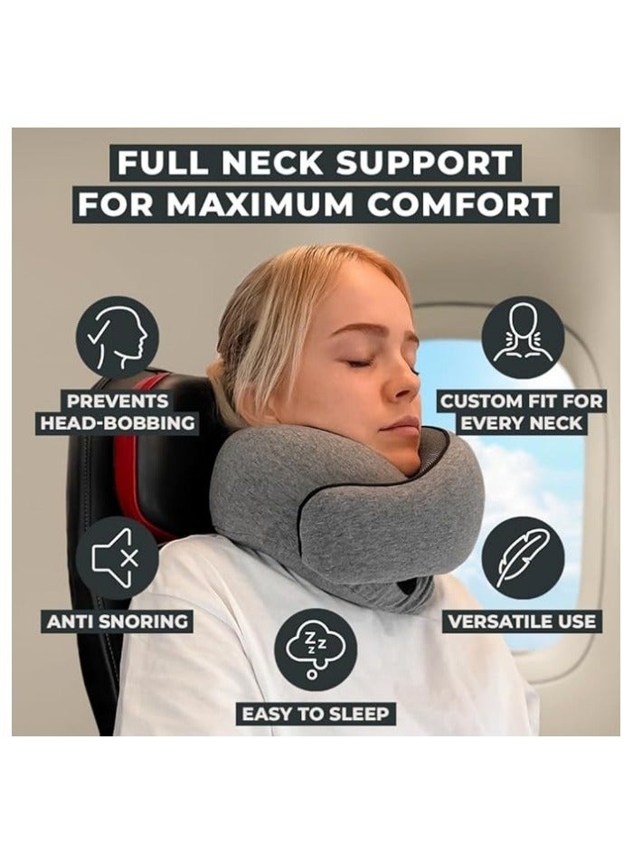 Neck Travel Pillow | Memory Foam Neck Pillow for Comfort on Airplane | Compact and Ergonomic Design for Travel, Car Rides, and Home Use | Ideal for Adults and Kids - Image 2