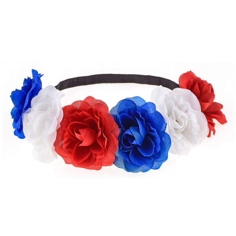 Love Sweety Rose Flower Headband Floral Crown Mexican Hair Wreath Red White Blue