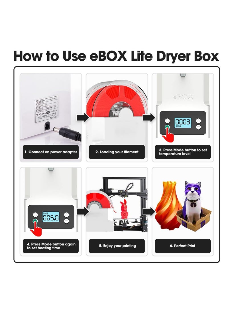 SYOSI eBOX Lite Upgraded Dryer Box of 3D Printer Filament, Dehydrator of Filament Storage Box, Keep Filament Dry During 3D Printing, Spool Holder, Compatible with 1.75mm, 2.85mm, 3.00mm Filament - Image 5