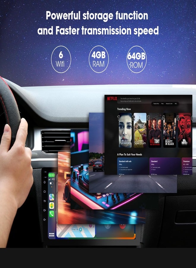 Haudio 9 Inch Wireless Carplay Screen for Car,Double Din Car Audio Receivers with Voice Control,HD Portable Car Stereo Touch Screen with Backup Camera - Image 3