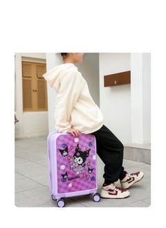 Golden Kids Luggage, 20 Inch Kids Lightweight 3D Trolley Bag, Suitcase with Cartoon Pattern, Travel Gift for Boys and Girls (Purple)  - Image 4